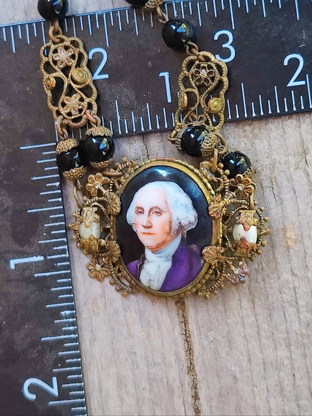 Antique Czechoslovakian George Washington Necklace - Picture 7 of 8